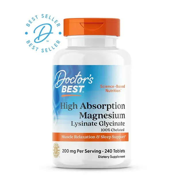 Doctor's Best High Absorption Magnesium Lycinate Glycinate 200mg - 240 Tablets