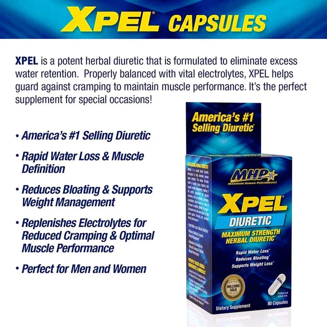 MHP Xpel, Maximum Strength Herbal Diuretic - 80 capsules