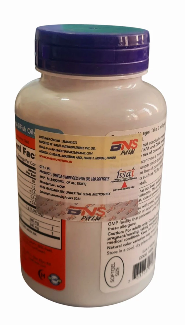 Now Omega-3 Mini Gels Fish Oil - 180 Softgels