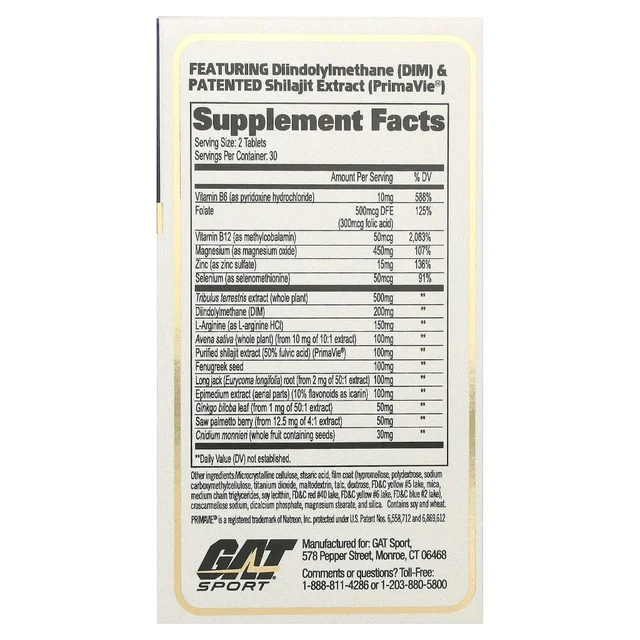 GAT Sport Testrol Gold ES Testosterone Booster, - 60 Tablets