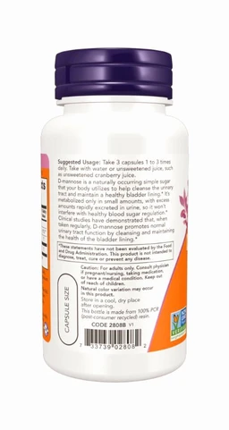 Now D-Mannose Urinary Support 500 mg - 120 Veg Capsules