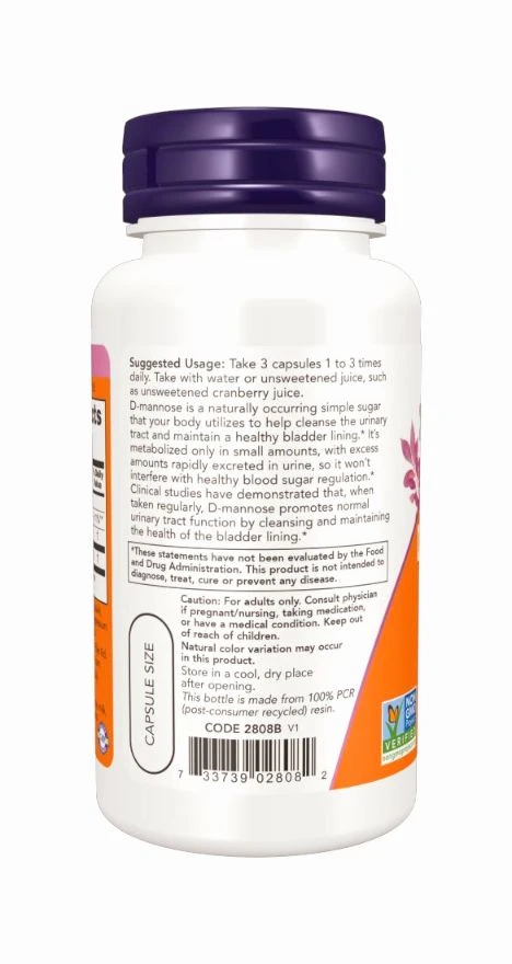 Now D-Mannose Urinary Support 500 mg - 120 Veg Capsules