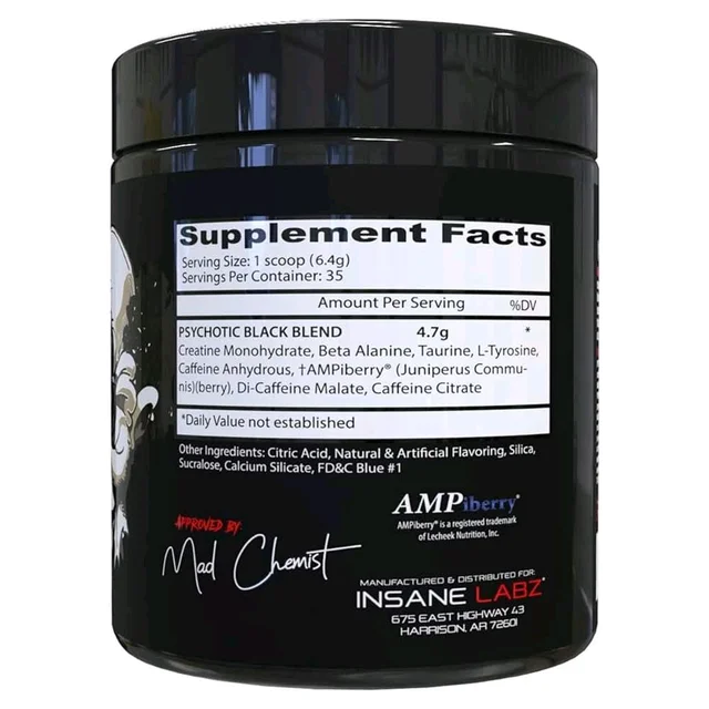Insane Labz Psychotic Black 35servings - 228g, Fruit Punch