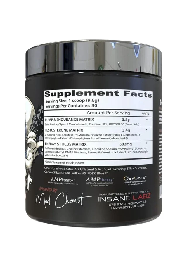 Insane Labz Psychotic Test 30 Serving - 288g, Lemon Lime
