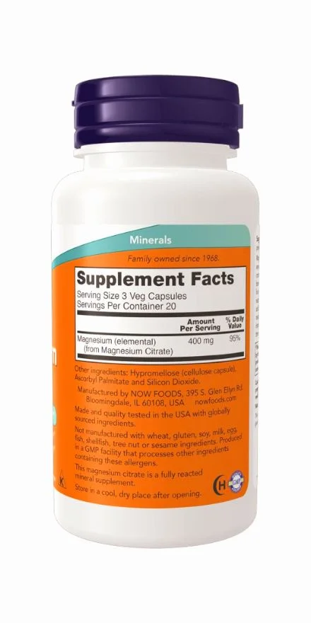 Now Magnesium Citrate 200 Mg - 60 Veg Capsules