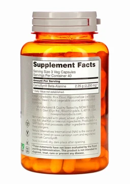 NOW Foods
Sports, Beta-Alanine, Endurance, 750 mg, - 120 Veg Capsules