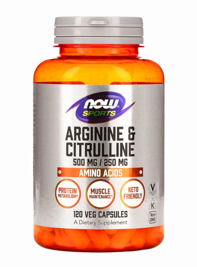 NOW Sports Arginine & Citrulline 500mg/250mg - 120 Veg Capsules