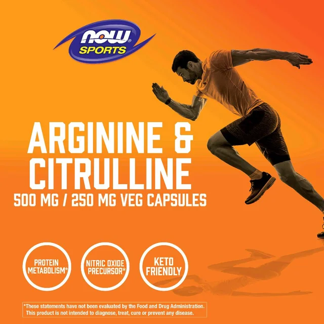 NOW Sports Arginine & Citrulline 500mg/250mg - 120 Veg Capsules