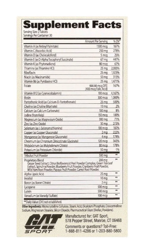 GAT Sport Mens Multi + Test - 60 Tablets
