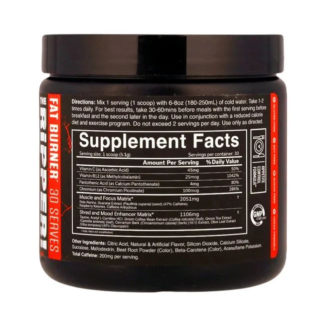 JNX Sports
The Ripper, Fat Burner, Blood Orange, - 5.4 oz (153 g)
