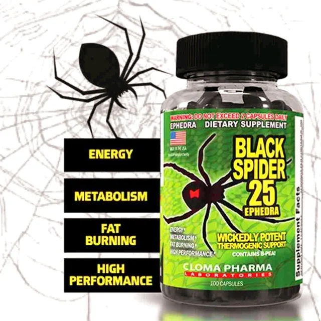 Cloma Pharma Black Spider Fat Burner, - 100 capsules