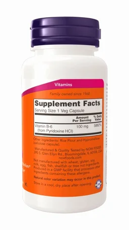 Now Vitamin B-6 100 mg - 100 Veg Capsules