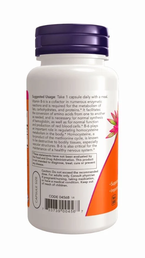 Now Vitamin B-6 100 mg - 100 Veg Capsules