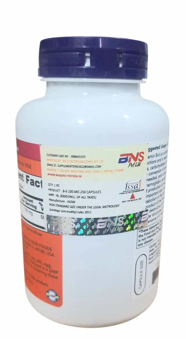 Now Vitamin B-6 100 mg - 250 Veg Capsules