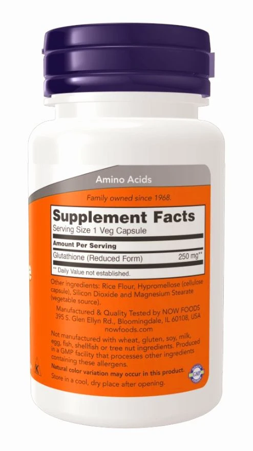 Now Glutathione 250 mg - 60 Veg Capsules