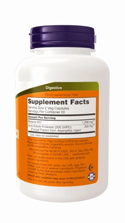 Now Betaine HCl 648 mg - 120 Veg Capsules