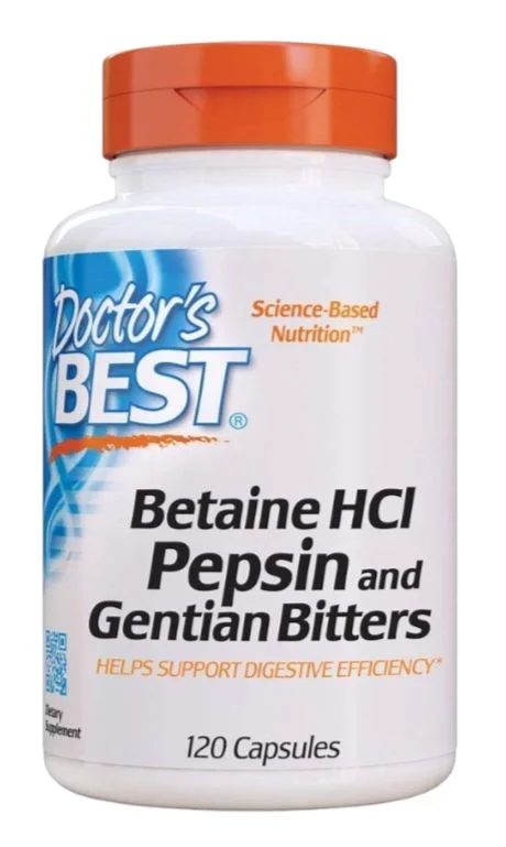 Doctor's Best Betaine Hcl Pepsin & Gentian Bitters (Support Digestive Health) - 120 Caps 100 grams