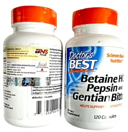 Doctor's Best Betaine Hcl Pepsin & Gentian Bitters (Support Digestive Health) - 120 Caps 100 grams