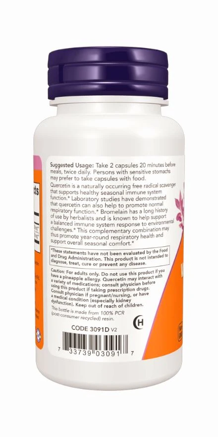 Now Quercetin With Bromelain - 120 Veg Capsules
