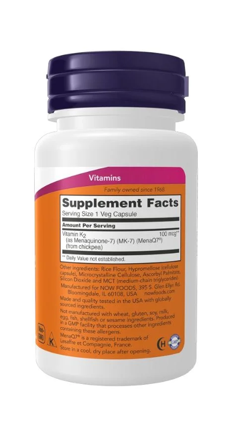 Now MK-7 Vitamin K-2 100 mcg 60 Veg Capsule -