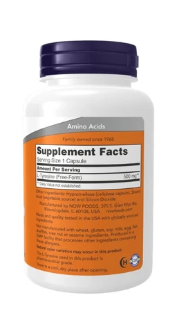 Now L-Tyrosine 500 mg - 120 Capsules