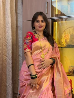 Jyotsna Inspired Aari Work Kalanjali Soft Silk Paithani Saree � Heavy Meenakari Pallu & Zari Border - FREE, Baby Pink