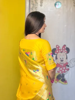 Diksha Desale Inspired Yellow Paithani Saree | Royal Maharashtrian Look -MPB001 - FREE, YELLOW