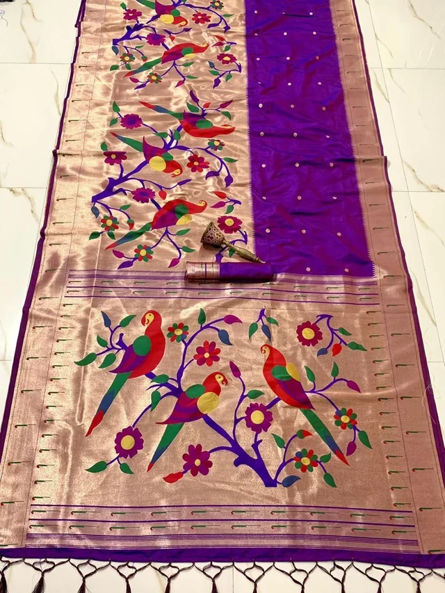 Classic Soft Silk Half All Over Paithani Saree with Rich Zari Weaving for Wedding & Festive Wear