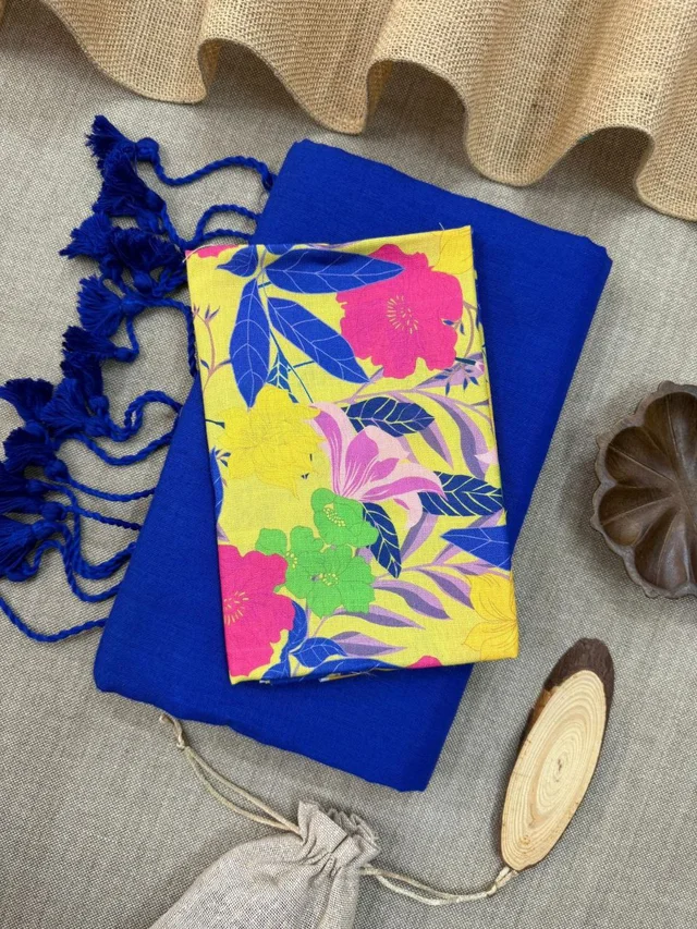 Elegant Office Wear Khadi Saree in   with Modern Print Blouse [CF- 184]