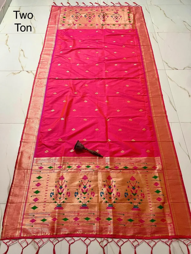 Gorgeous Two-Ton Soft Silk Dupatta with Traditional Guldasta Motif Rich Zari