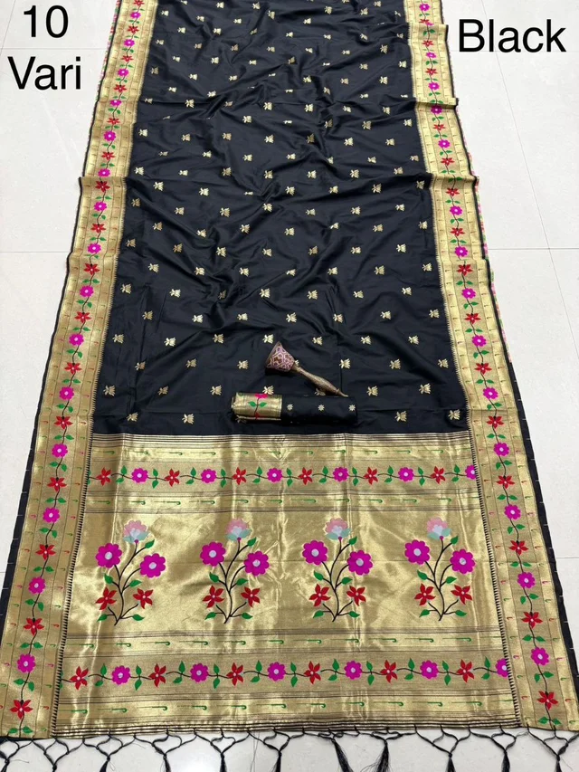Pure Paithani Kanchivaram Saree with Original Zari & Heavy Minakari Work-  10 Yard