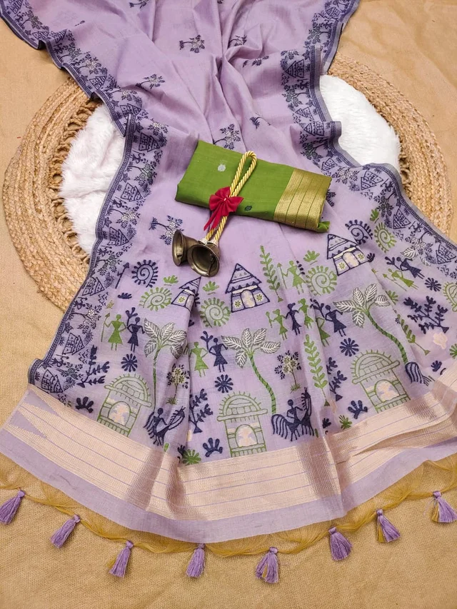 Soft Chanderi Cotton Weaving Saree � Classic Warli Art Pallu Collection -CHANDERI COTTON 506