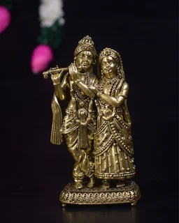 DecorsOne Brass Krishna Radha idol 7"