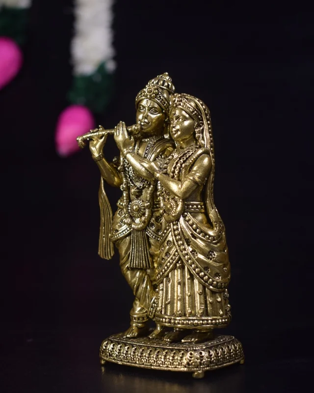 DecorsOne Brass Krishna Radha idol 7"