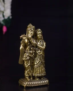 DecorsOne Brass Krishna Radha idol 7"