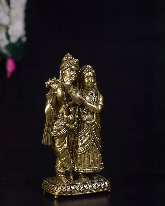 DecorsOne Brass Krishna Radha idol 7"