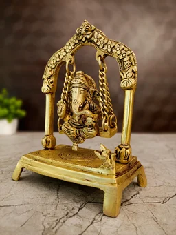 DecorsOne Brass Swing Ganesh - 7.5"