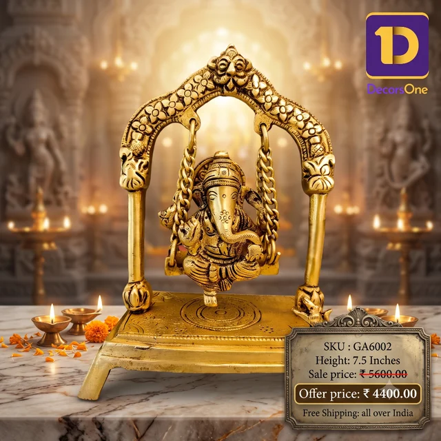 DecorsOne Brass Swing Ganesh - 7.5"