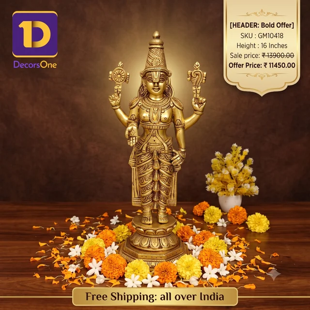 DecorsOne Brass Venkateshwara Idol For Pooja