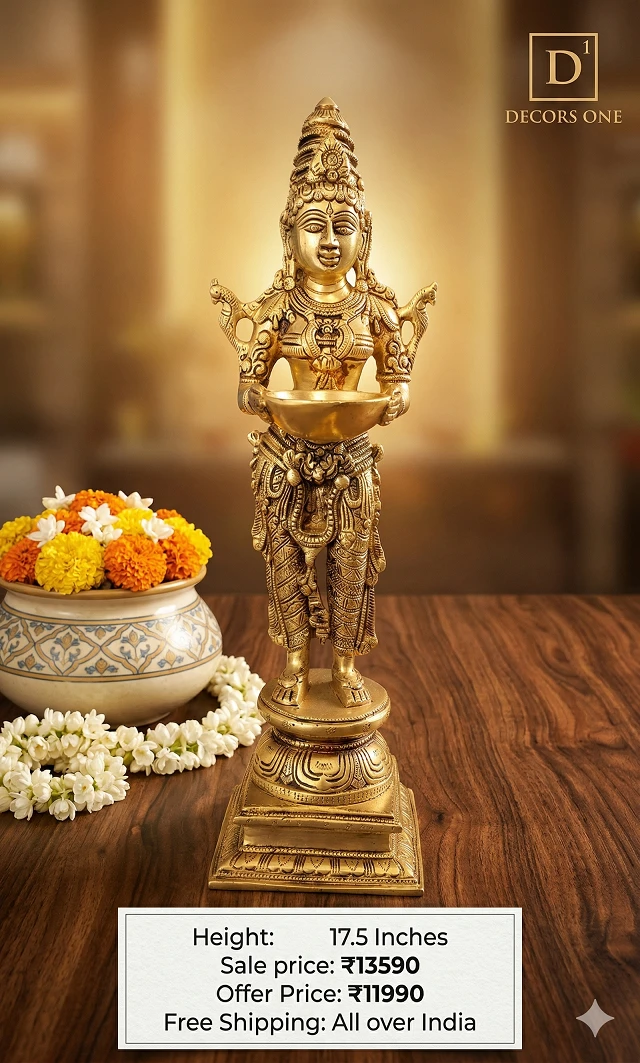 DecorsOne Brass Paavai Diya 17.5"
