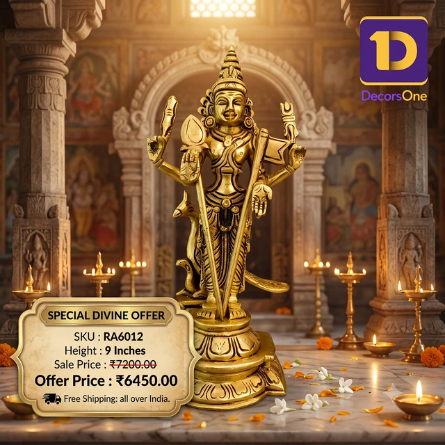 DecorsOne Brass Thiruchendur Murugan Idol 9"