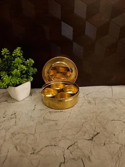 DecorsOne Authentic Brass Anjarai Petti | Vintage South Indian Masala Box for Vastu Kitchens & Prosperity