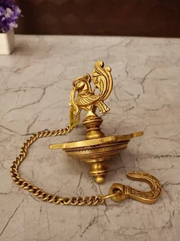DecorsOne Brass Annam Five Face Hanging Diya 19"