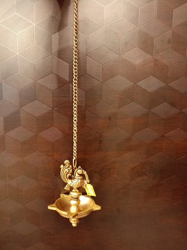 DecorsOne Brass Annam Five Face Hanging Diya 19"