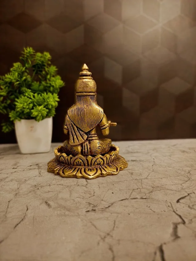 DecorsOne Premium Brass Annapoorani on Lotus Base Idol. Perfect for your pooja room or gifting