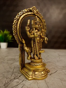 DecorsOne Brass Murugan Idol With Thiruvachi - 7''