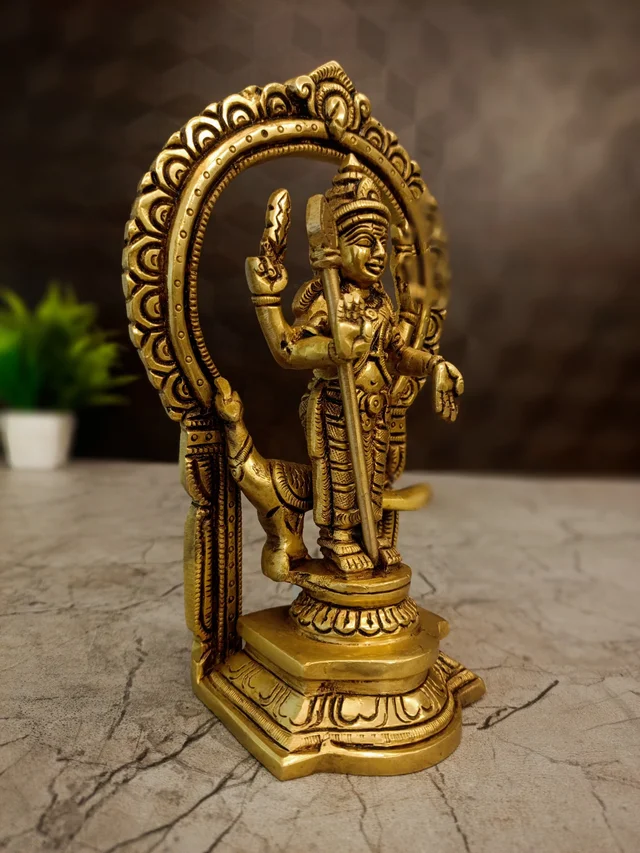 DecorsOne Brass Murugan Idol With Thiruvachi - 7''