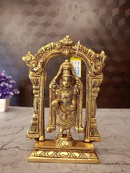 DecorsOne Brass Arch Balaji Statue For Pooja And Home Decor / Brass Perumal Symbol of Prosperity & Grace