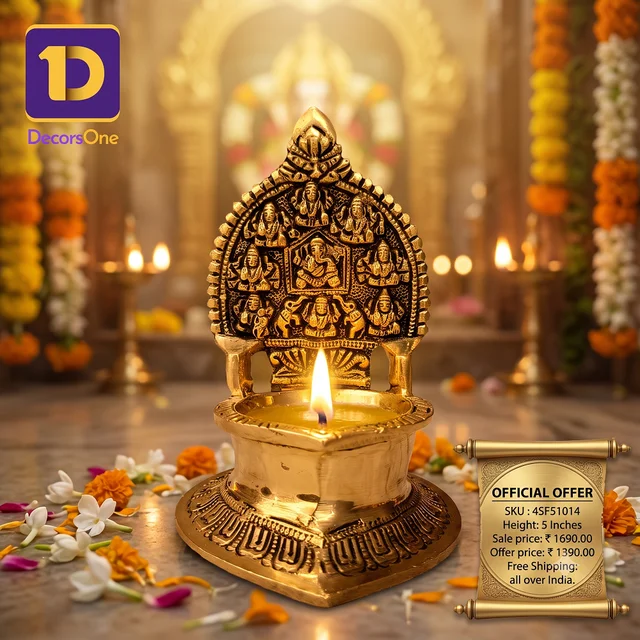DecorsOne Brass Gajalakshmi Diya Big- 7″