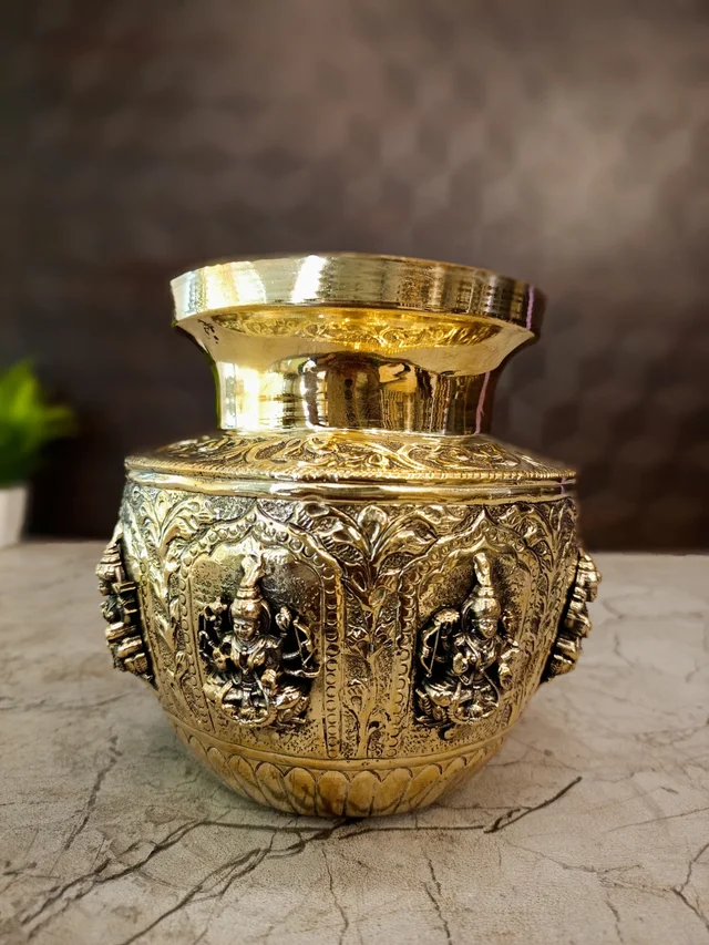 DecorsOne Brass Ashtalakshmi Kalasam For Pooja 5"